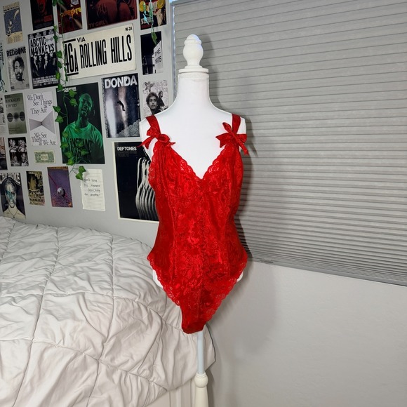Victoria's Secret Other - Victoria's Secret ‎ Gold Label  Red Lace Teddy Lingerie Adjustable Straps Large